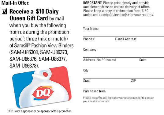 DQ Mail-in Reward Form
